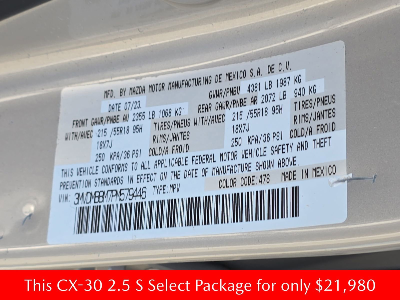 Used 2023 MAZDA CX-30 AWD 2.5 S w/ Select Package image 43