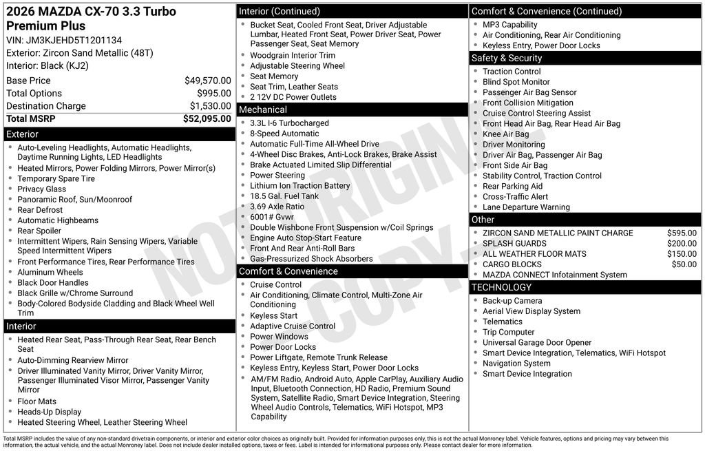 New 2026 MAZDA CX-70 3.3 Turbo w/ Premium Plus Pkg image 9