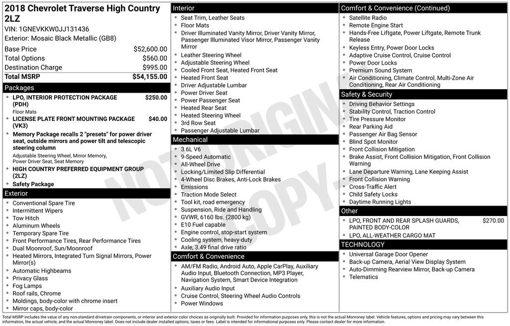 Used 2018 Chevrolet Traverse High Country image 50