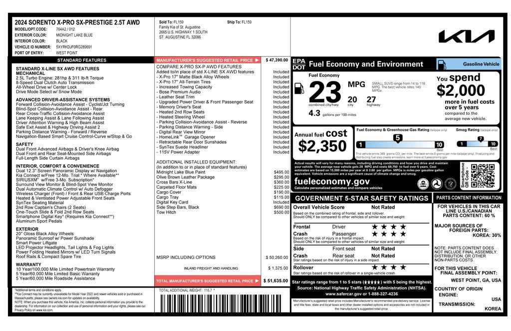 Used 2024 Kia Sorento SX Prestige w/ Olive Brown Leather Package image 4