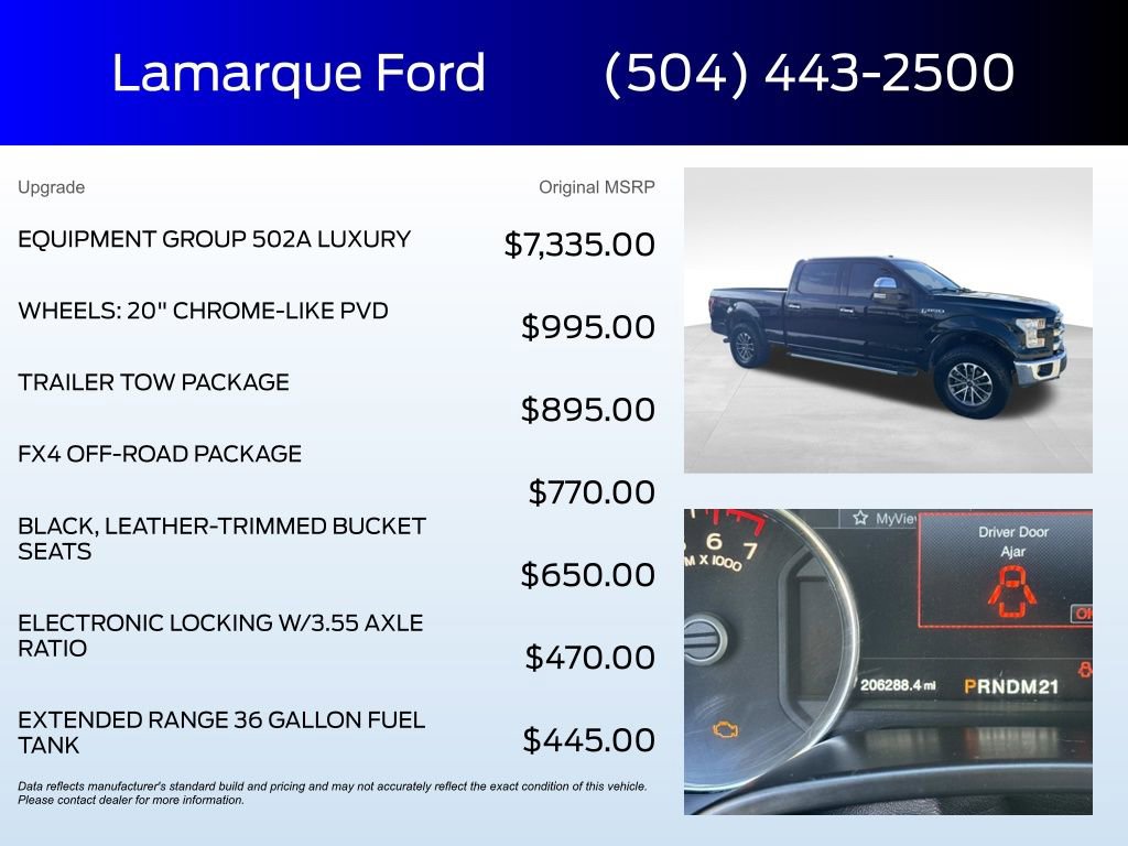 Used 2017 Ford F150 Lariat w/ Equipment Group 502A Luxury image 2