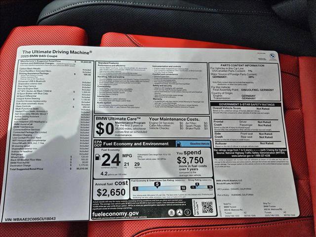 New 2025 BMW 840i Coupe w/ Driving Assistance Package image 17