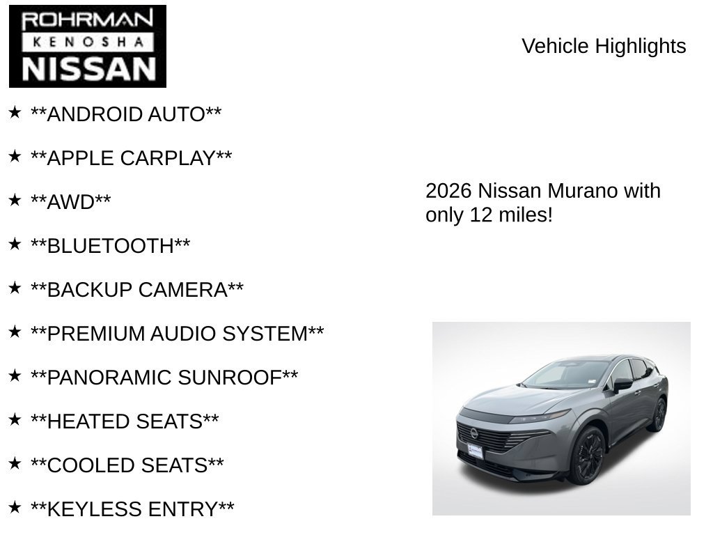 New 2026 Nissan Murano Platinum w/ Cargo Package AWD/4WD image 8
