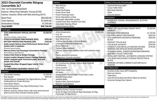 Certified 2023 Chevrolet Corvette Stingray Premium Conv image 16