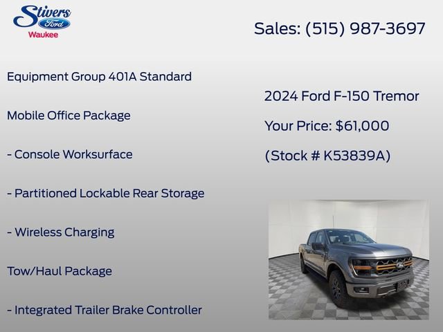 Certified 2024 Ford F150 Tremor w/ Bed Utility Package image 7