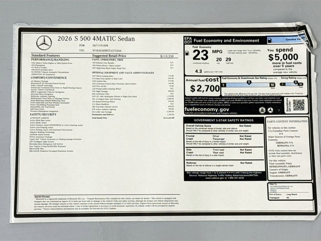 New 2026 Mercedes-Benz S 500 4MATIC image 9