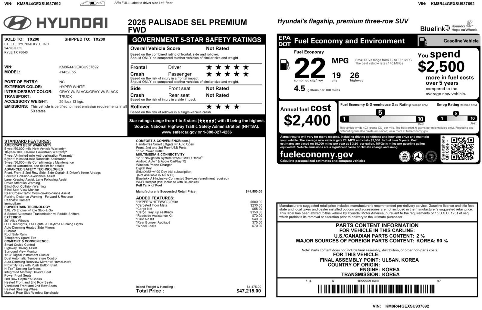 Used 2025 Hyundai Palisade SEL FWD image 49