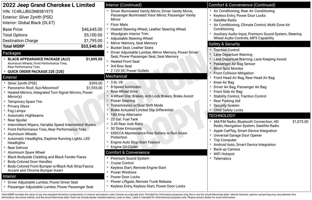 Used 2022 Jeep Grand Cherokee L Limited w/ Black Appearance Package RWD image 15