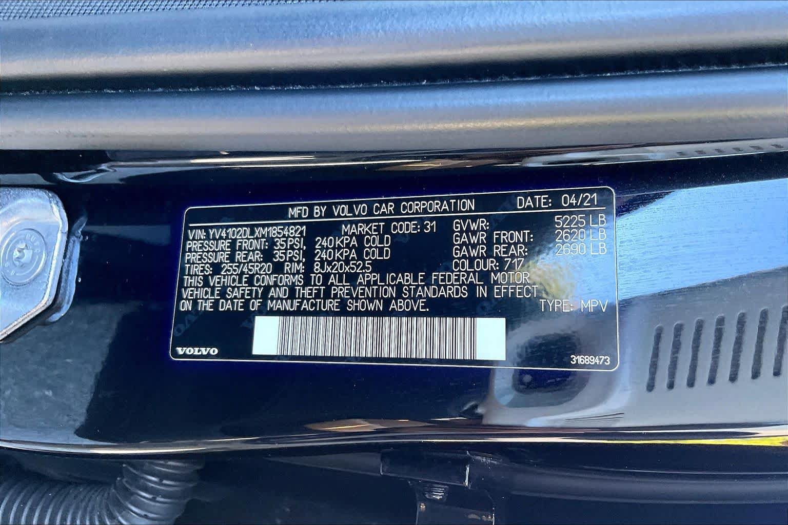 Used 2021 Volvo XC60 T5 Inscription w/ Protection Package FWD image 37