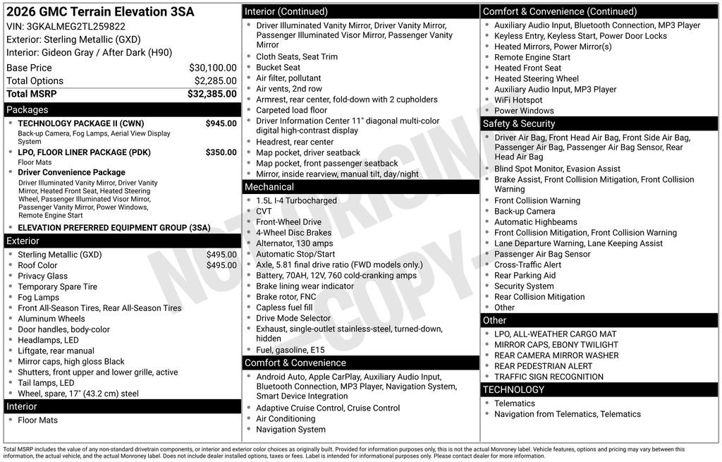 New 2026 GMC Terrain Elevation w/ Technology Package II image 45