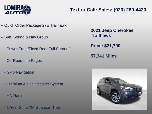 Used 2021 Jeep Cherokee Trailhawk w/ Sun, Sound & Nav Group AWD/4WD image 8