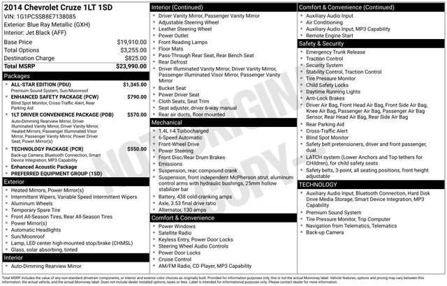 Used 2014 Chevrolet Cruze LT w/ All-Star Edition FWD image 30