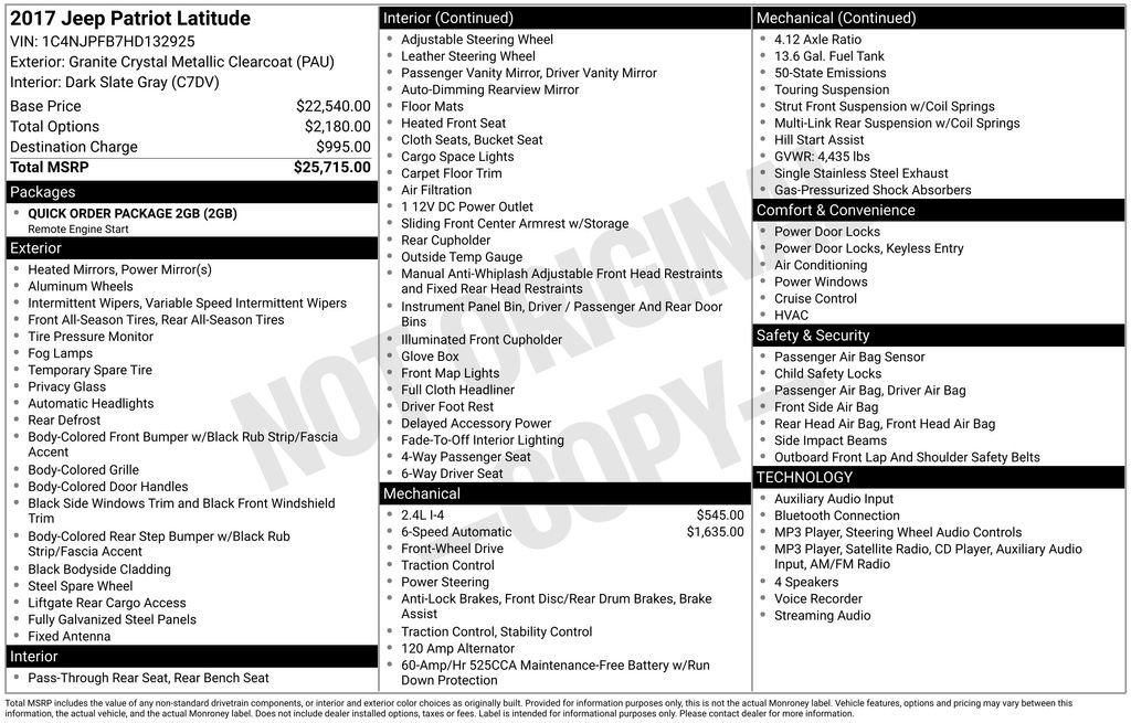 Used 2017 Jeep Patriot Latitude FWD image 34