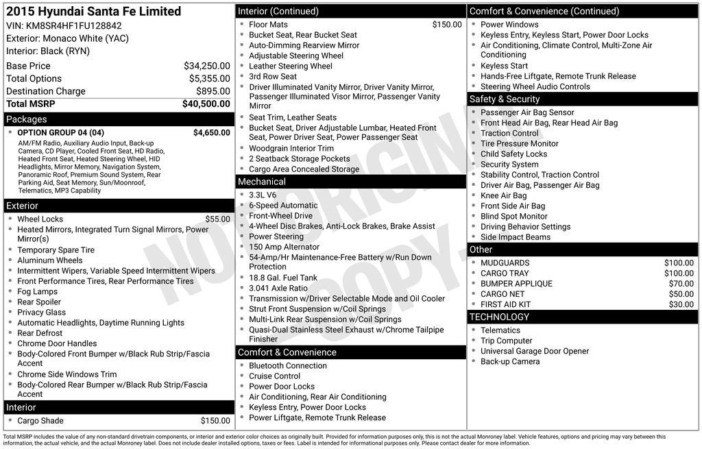 Used 2015 Hyundai Santa Fe Limited w/ Option Group 04 FWD image 4