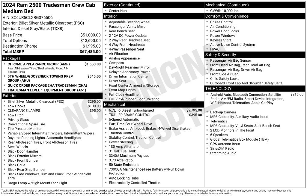 Used 2024 RAM 2500 Tradesman w/ Chrome Appearance Group AWD/4WD image 2