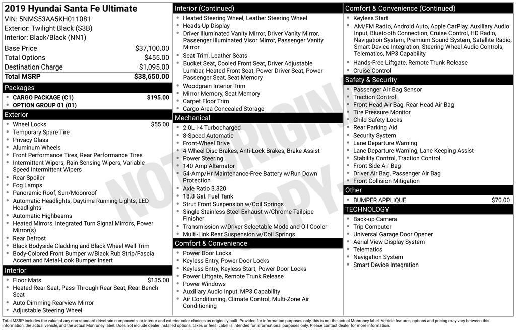 Used 2019 Hyundai Santa Fe SEL w/ Cargo Package image 3