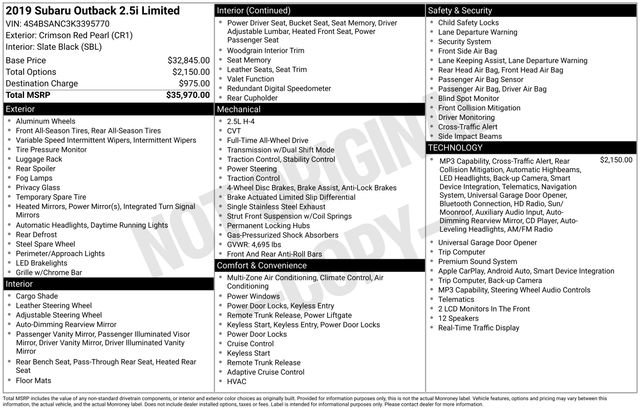 Used 2019 Subaru Outback 2.5i Limited image 11