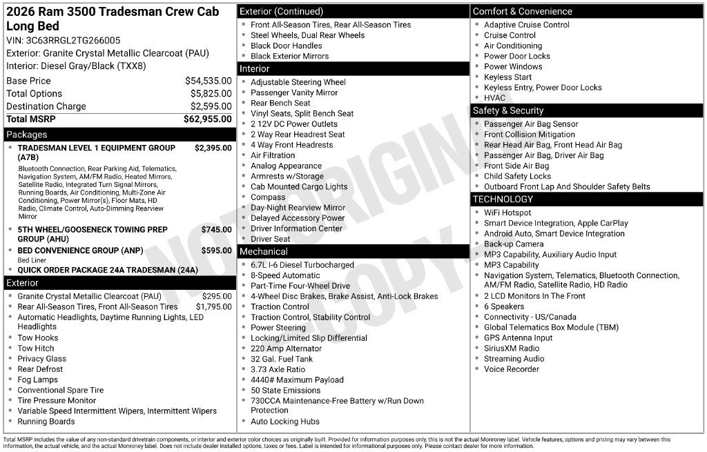 New 2026 RAM 3500 Tradesman AWD/4WD image 3