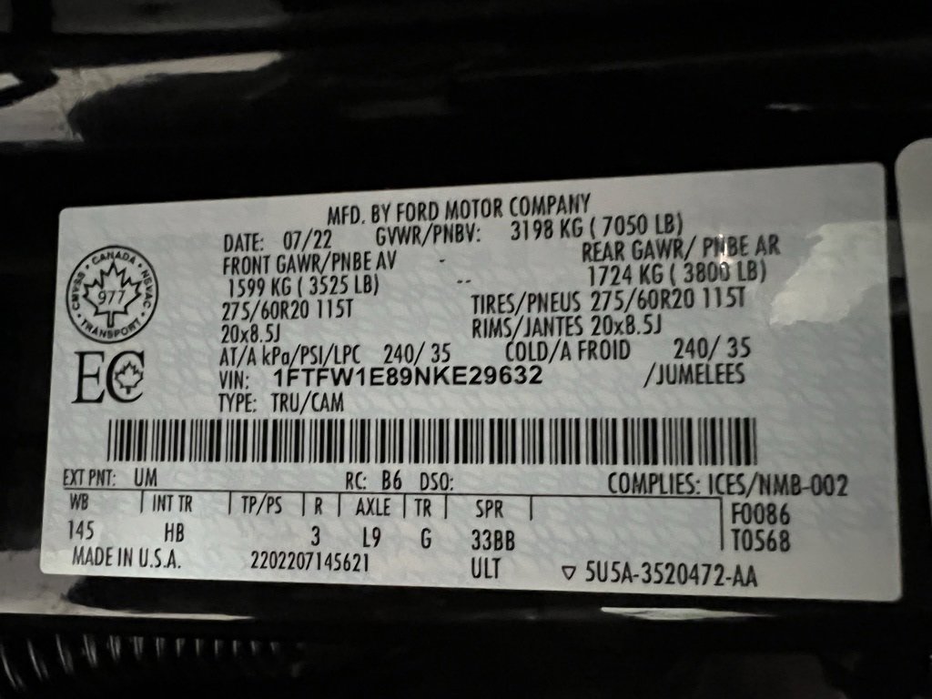 Used 2022 Ford F150 Lariat w/ Equipment Group 502A High image 59