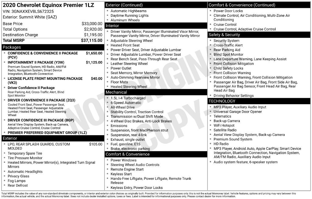 Used 2020 Chevrolet Equinox Premier AWD/4WD image 6