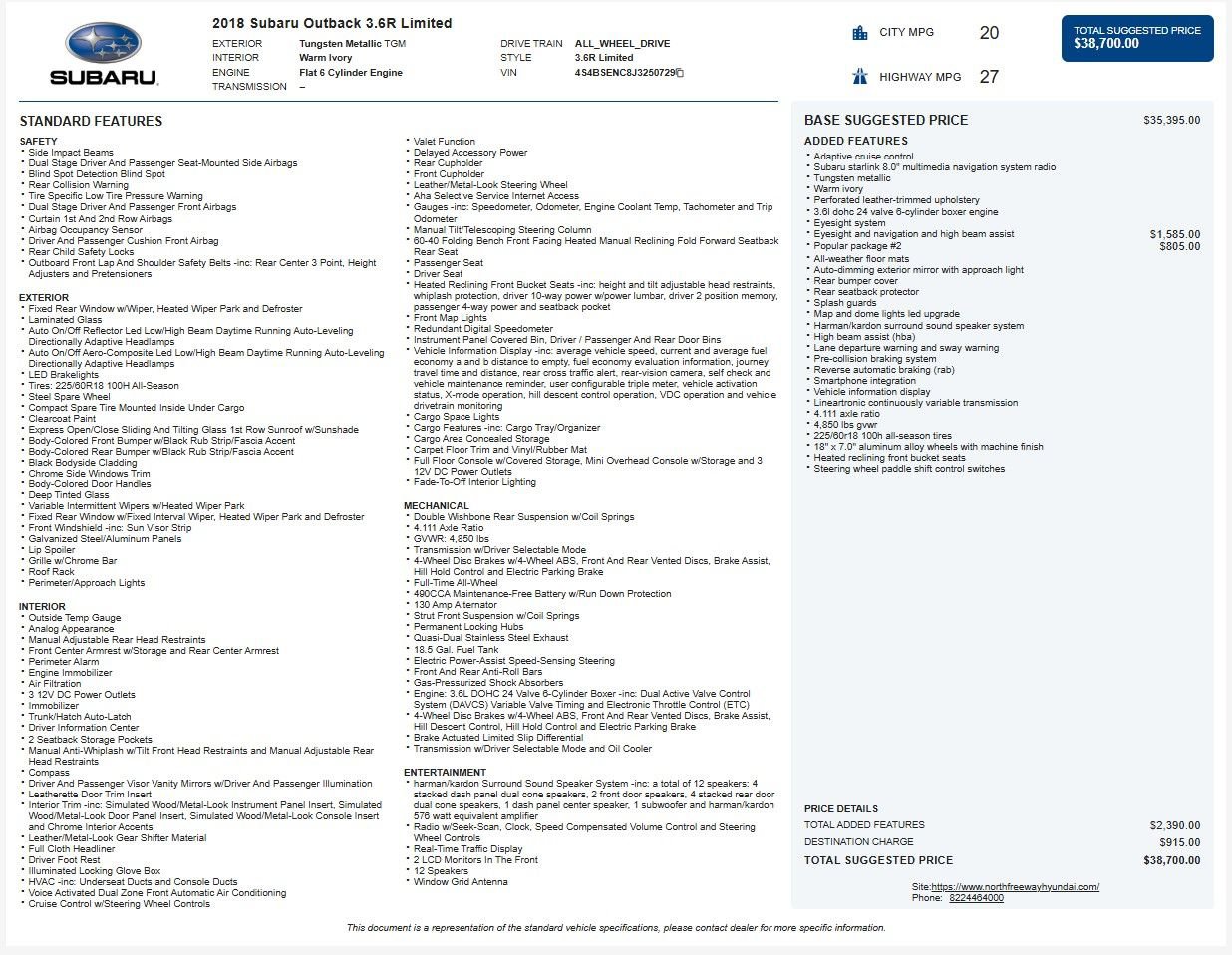 Used 2018 Subaru Outback 3.6R Limited image 3