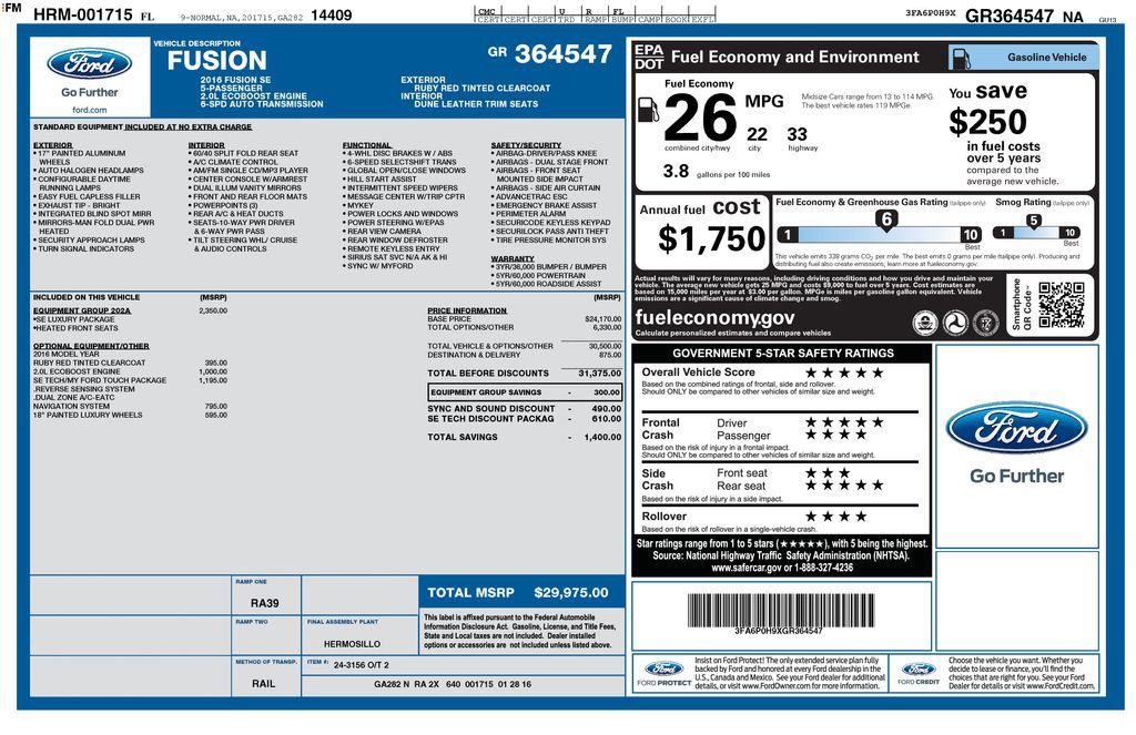 Used 2016 Ford Fusion SE w/ Equipment Group 202A image 5