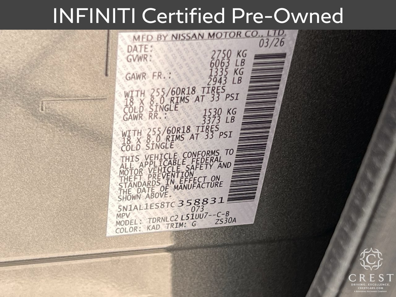 Certified 2026 INFINITI QX60 Pure w/ Cargo Package AWD/4WD image 33