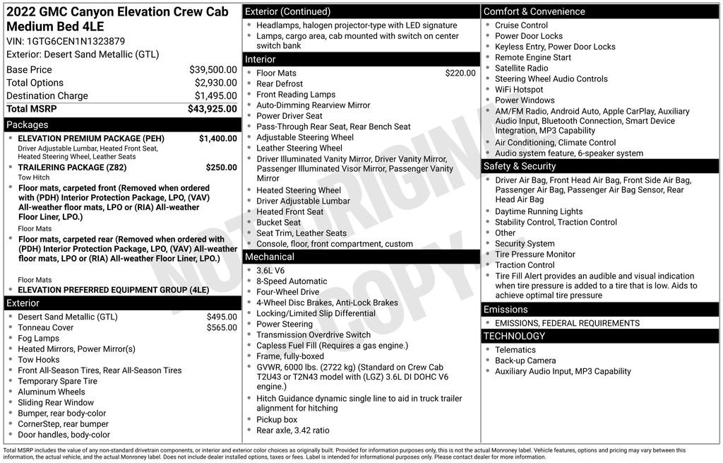 Used 2022 GMC Canyon Elevation w/ Elevation Premium Package image 2
