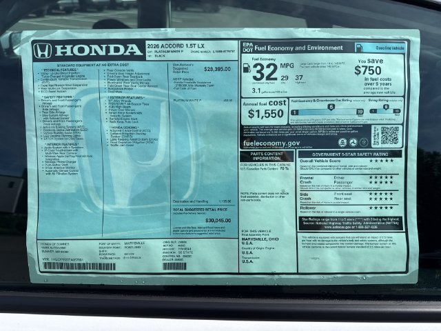 New 2026 Honda Accord LX image 30