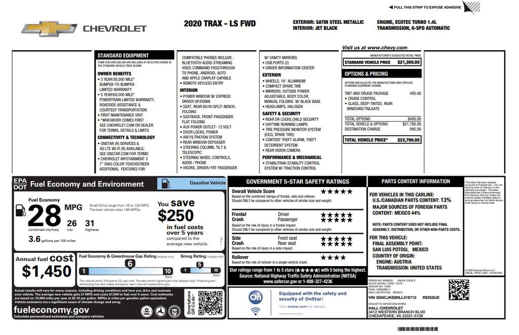 Used 2020 Chevrolet Trax LS w/ Tint and Cruise Package image 27