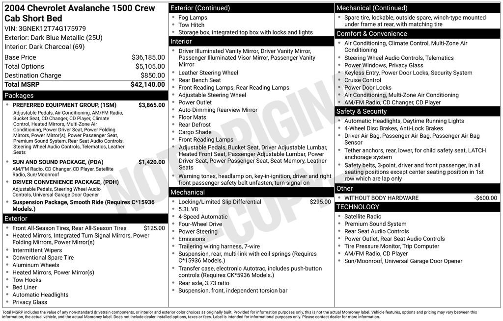 Used 2004 Chevrolet Avalanche 4x4 w/ Preferred Equipment Group image 36