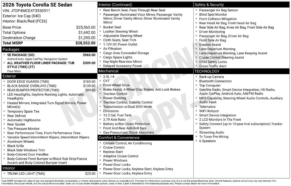 Used 2026 Toyota Corolla SE w/ SE Package FWD image 5
