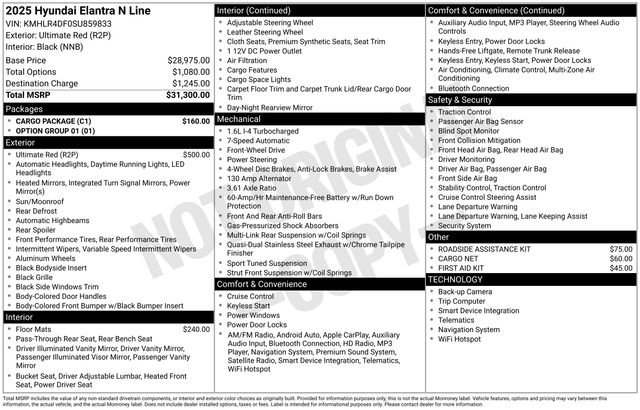 Used 2025 Hyundai Elantra N Line w/ Cargo Package FWD image 28