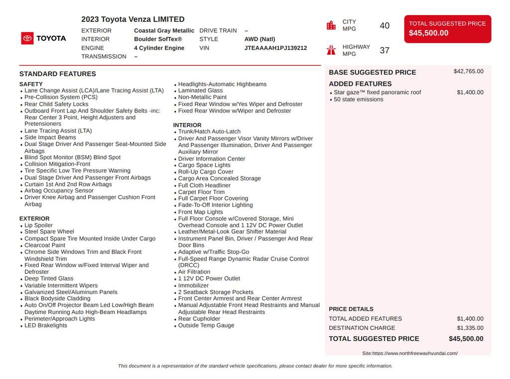 Used 2023 Toyota Venza Limited AWD/4WD image 3