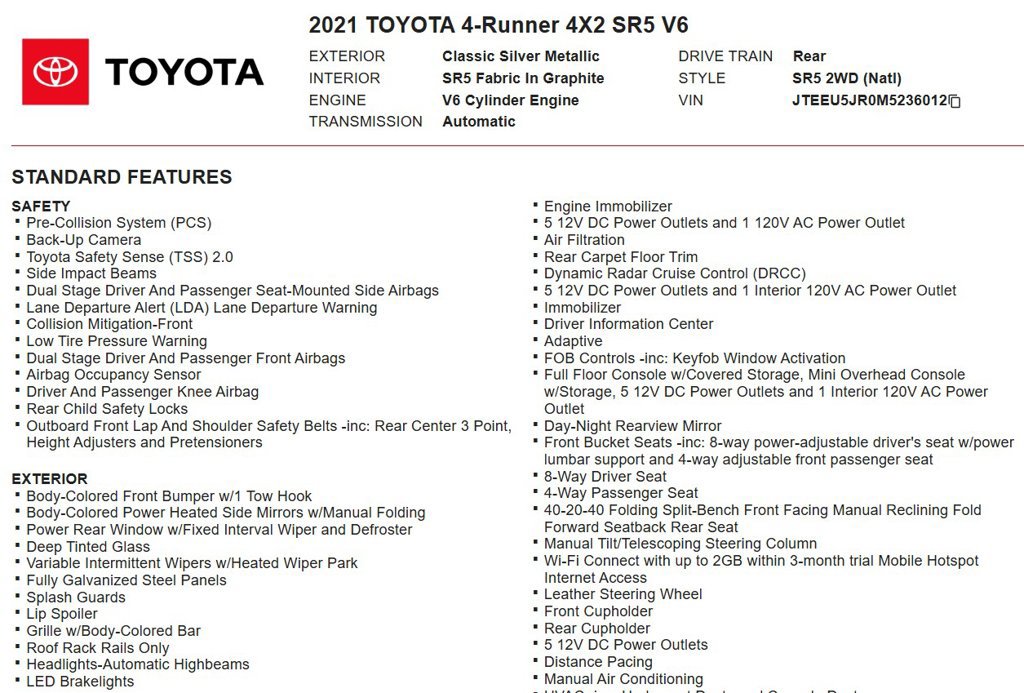 Used 2021 Toyota 4Runner SR5 RWD image 16
