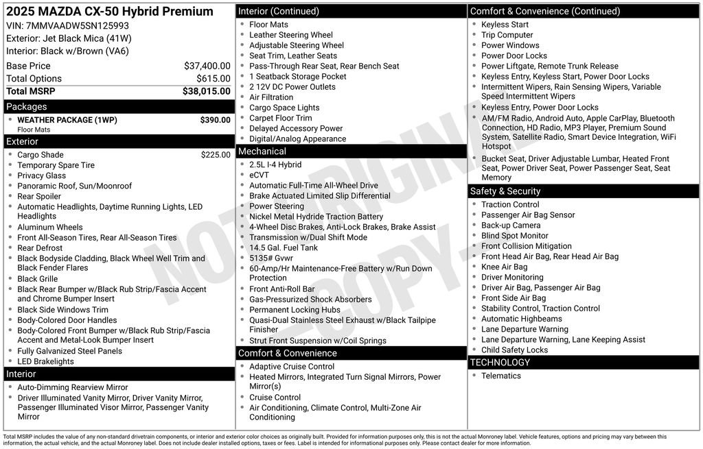 New 2025 MAZDA CX-50 AWD 2.5 Hybrid w/ Weather Package image 4
