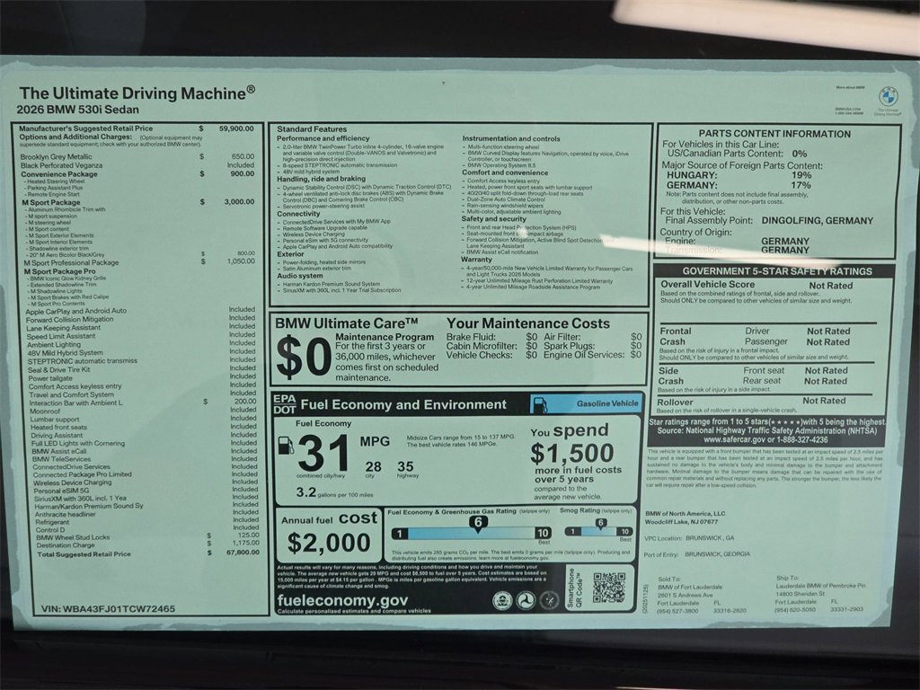 New 2026 BMW 530i w/ M Sport Package image 21