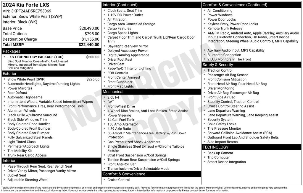 Used 2024 Kia Forte LXS w/ LXS Technology Package FWD image 5
