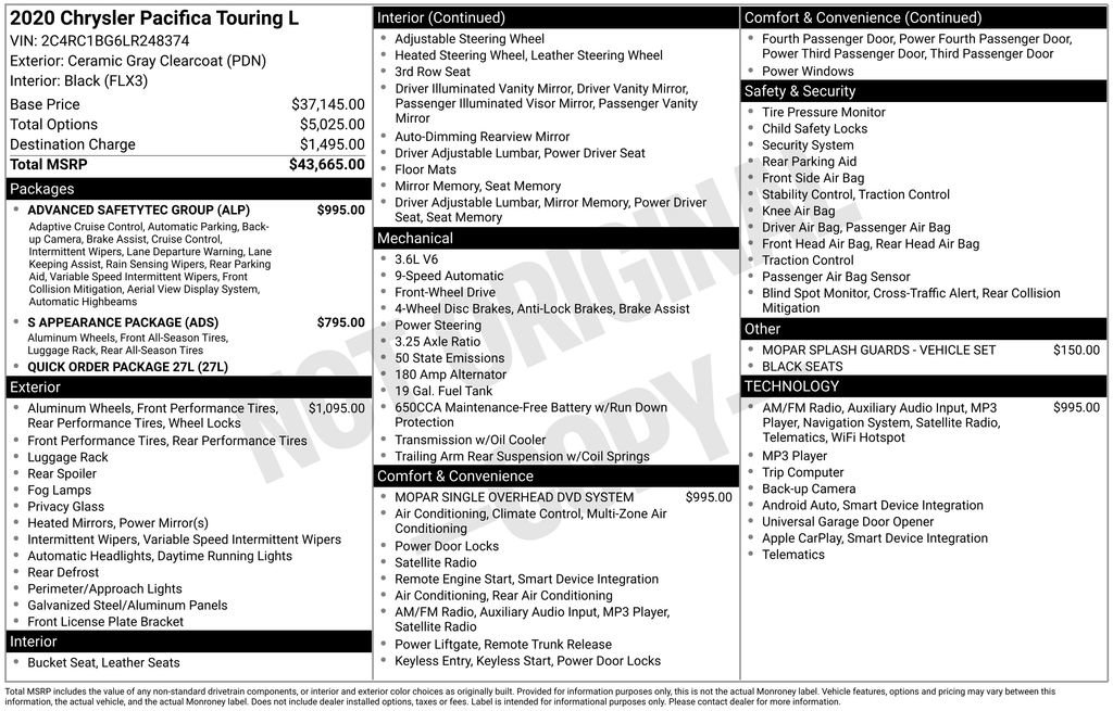 Used 2020 Chrysler Pacifica Touring-L w/ Advanced Safetytec Group image 4