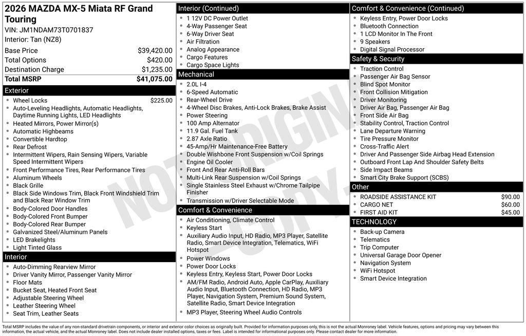 New 2026 MAZDA MX-5 Miata RF Grand Touring image 36