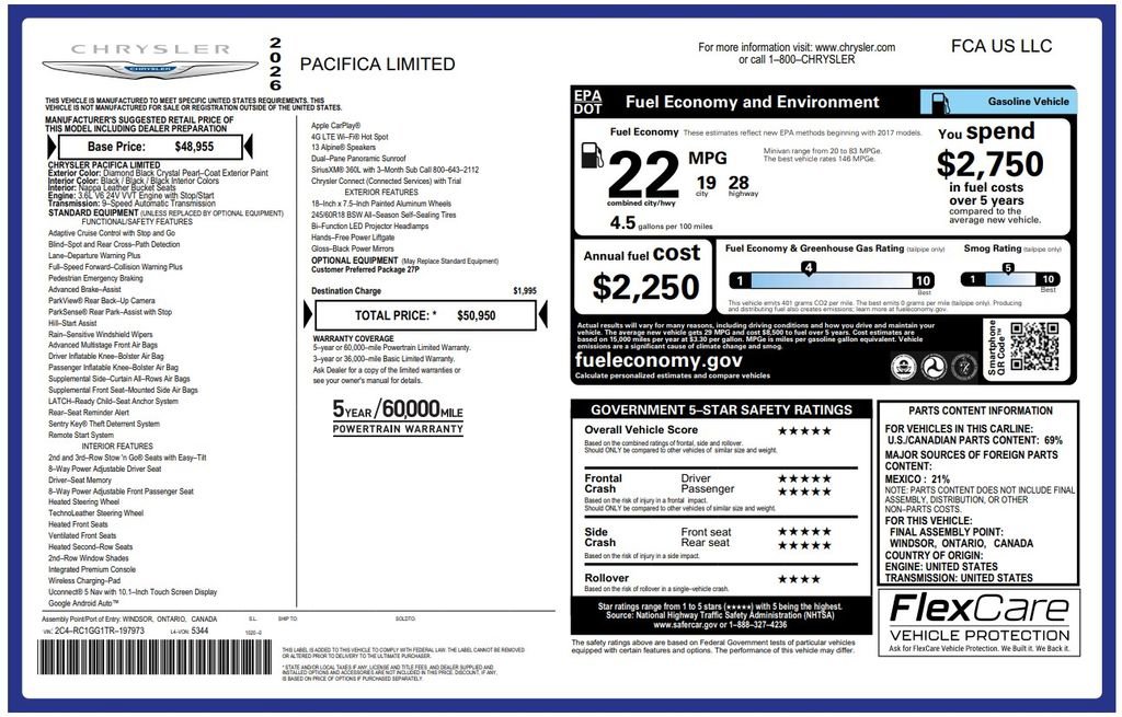 Certified 2026 Chrysler Pacifica Limited FWD image 4