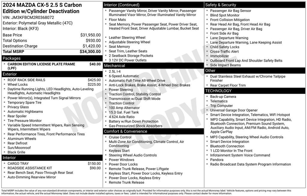 Used 2024 MAZDA CX-5 Carbon Edition AWD/4WD image 32