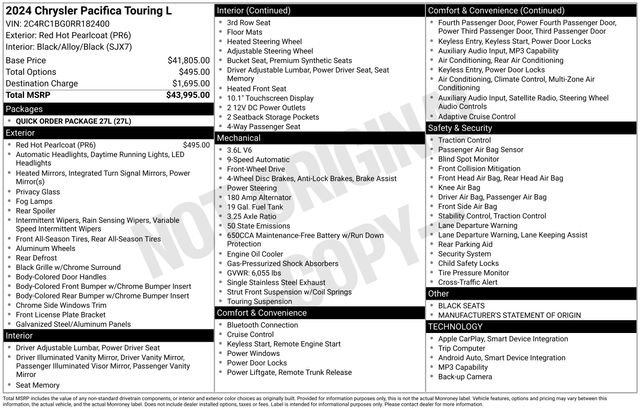 Used 2024 Chrysler Pacifica Touring-L FWD image 34