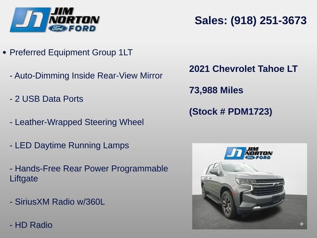 Used 2021 Chevrolet Tahoe LT w/ Rear Media and Nav Package RWD image 14