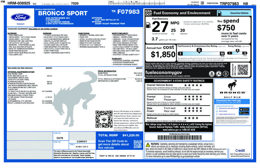 New 2026 Ford Bronco Sport Outer Banks w/ Outer Banks Tech Package+ AWD/4WD image 7
