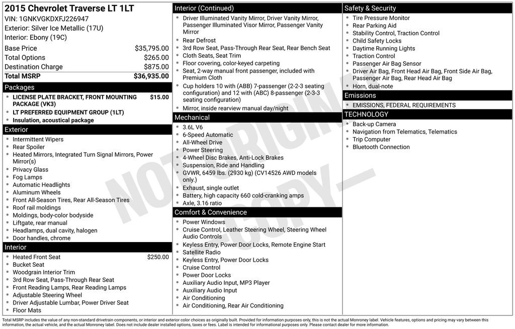 Used 2015 Chevrolet Traverse LT image 34