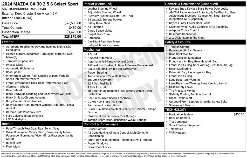 Used 2024 MAZDA CX-30 AWD 2.5 S w/ Select Sport Pkg image 38