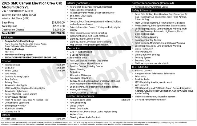 Used 2026 GMC Canyon Elevation RWD image 7