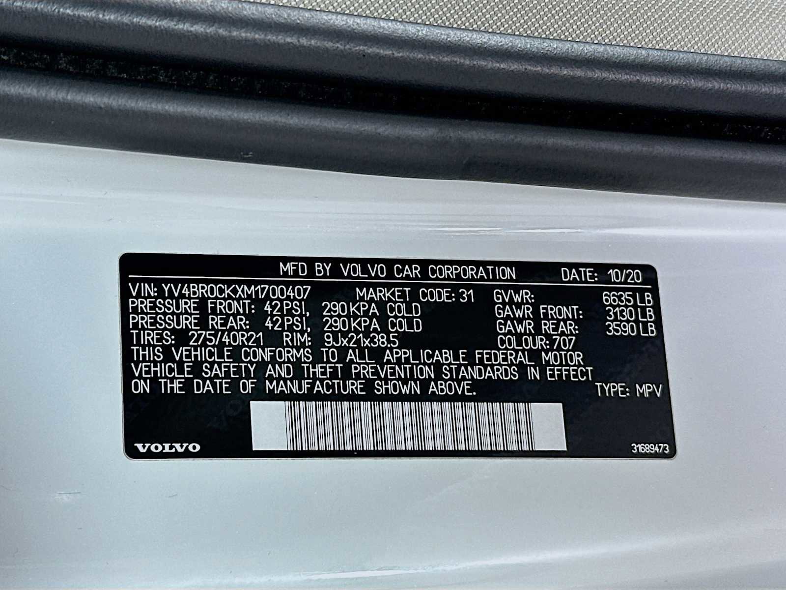 Certified 2021 Volvo XC90 T8 Inscription Expression w/ Advanced Package image 32