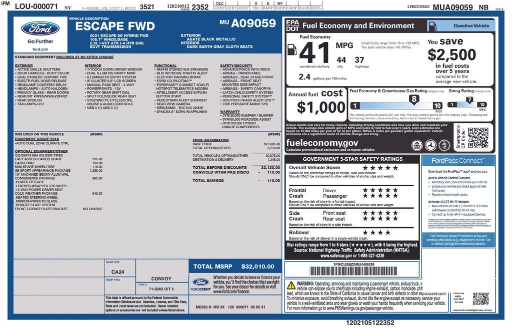 Used 2021 Ford Escape SE w/ SE Sport Appearance Package FWD image 34